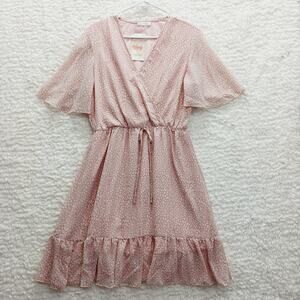 Dress Size L Pink Animal Fairy Coquette Soft Girl Romantic Whimsycore Faux Wrap